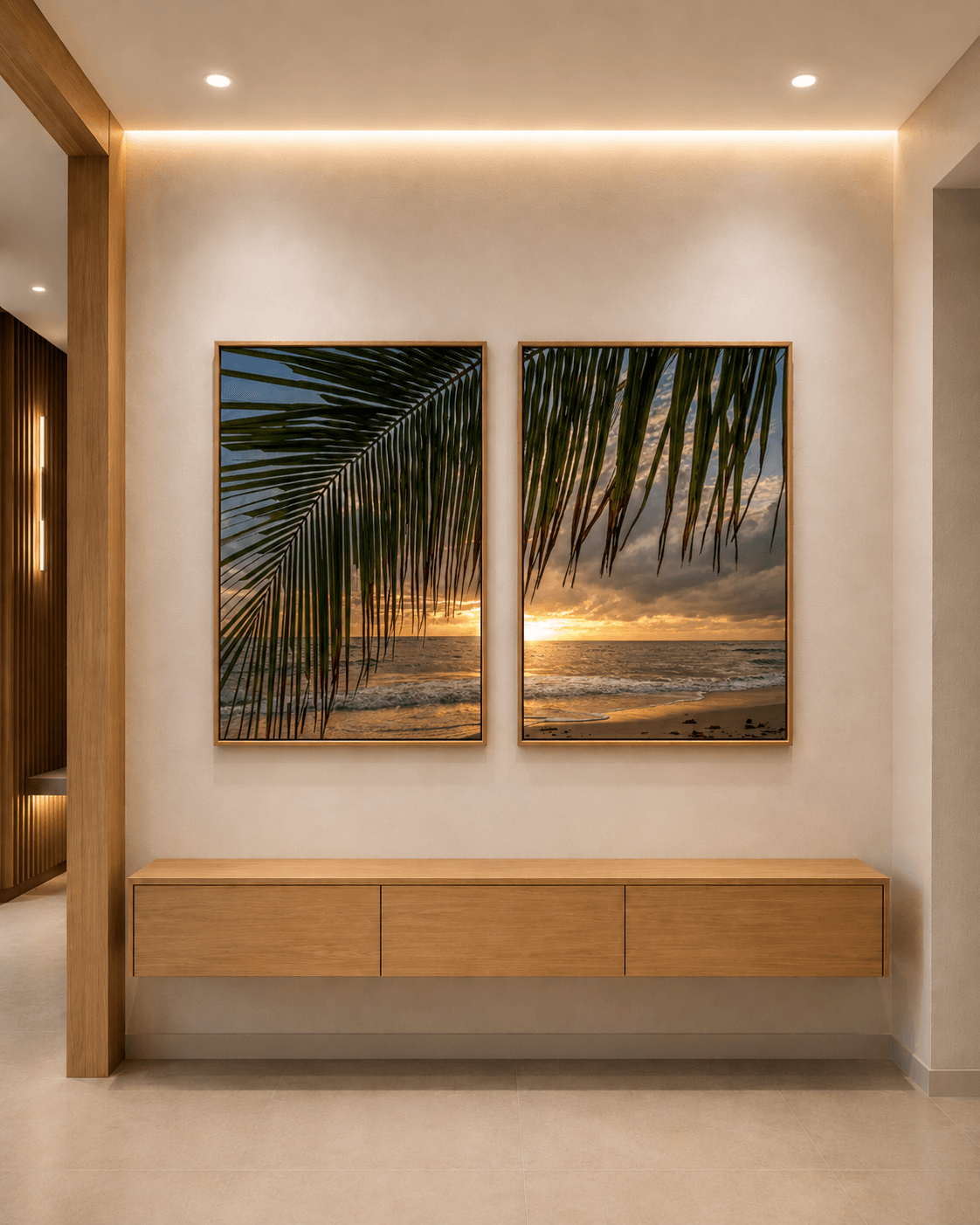 Kit 2 QUADROS DECORATIVOS - DIPTICO SOL NASCENTE